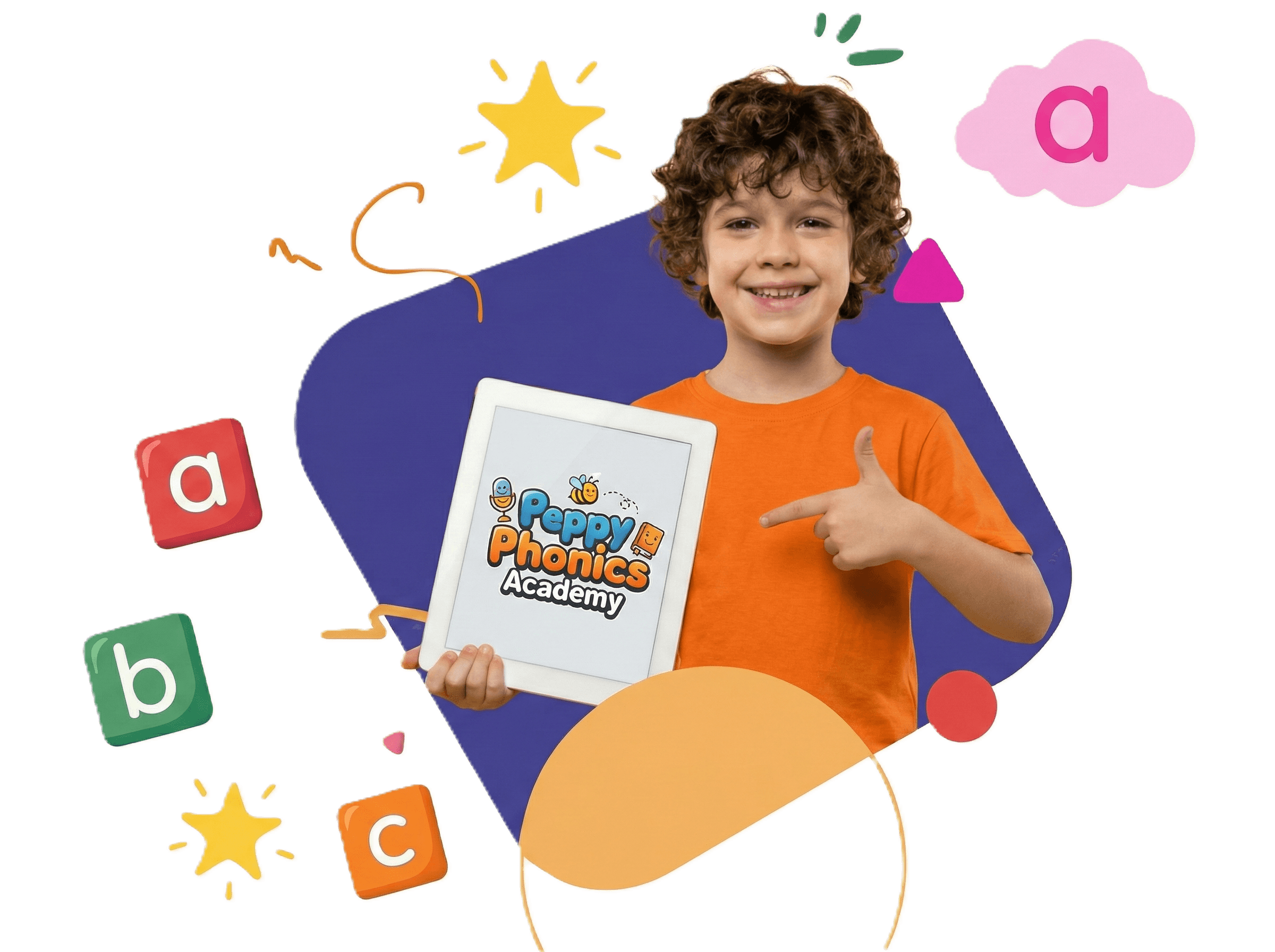 Happy child learning with Peppy Phonics